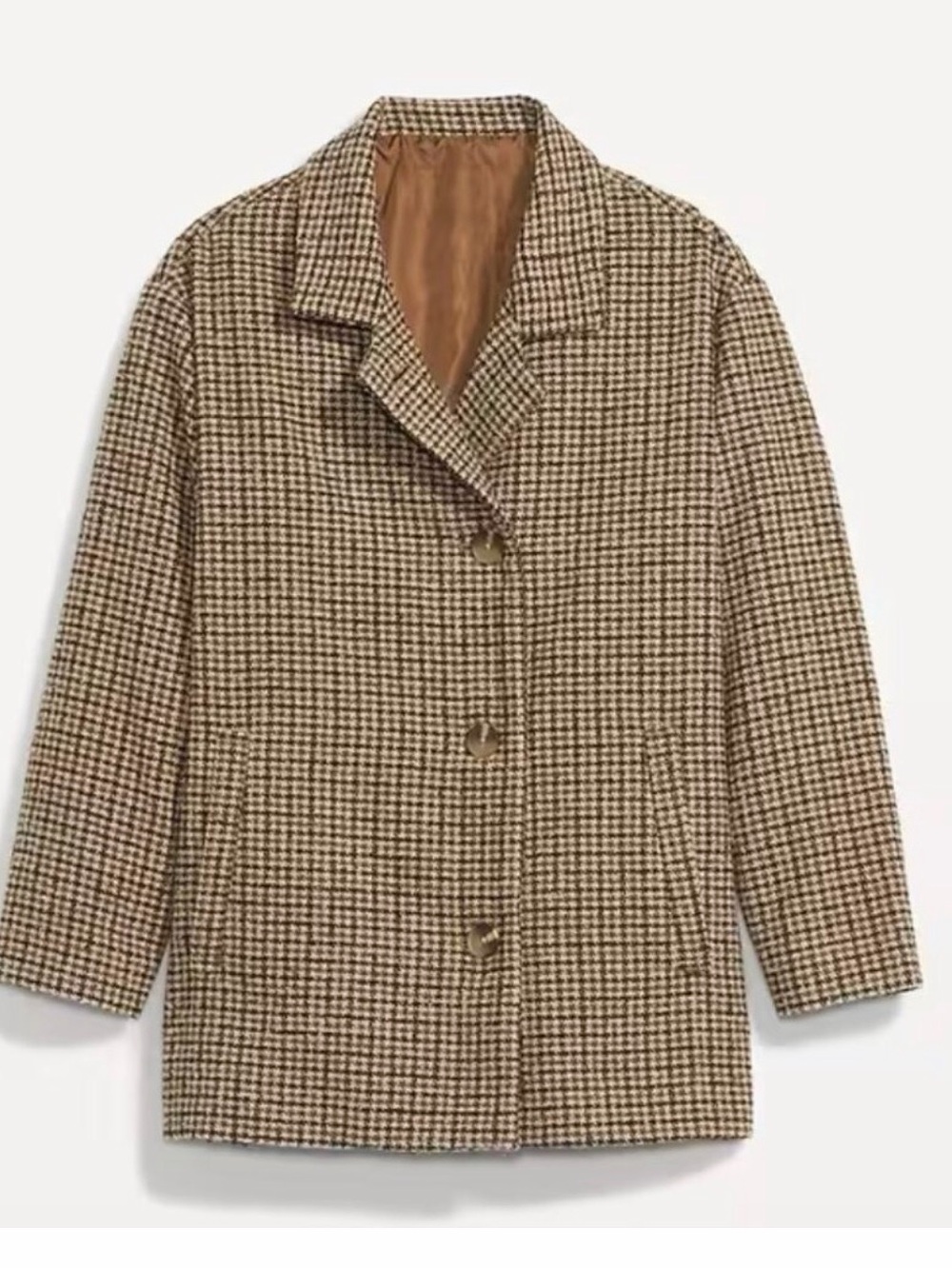 Old Navy Soft Brushed Houndstooth Plaid Button Front Car Coat for Women